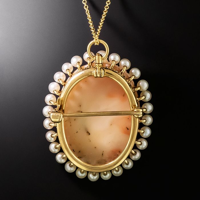 Vintage cameo brooch pendant best sale