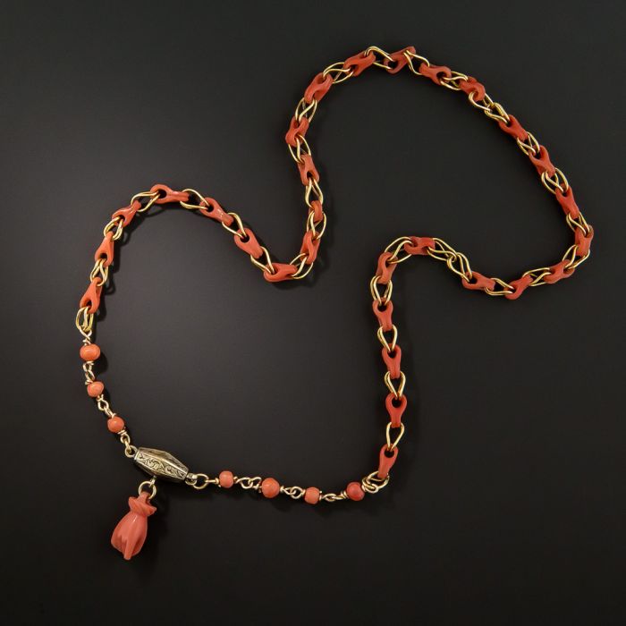 Victorian Coral Link Necklace