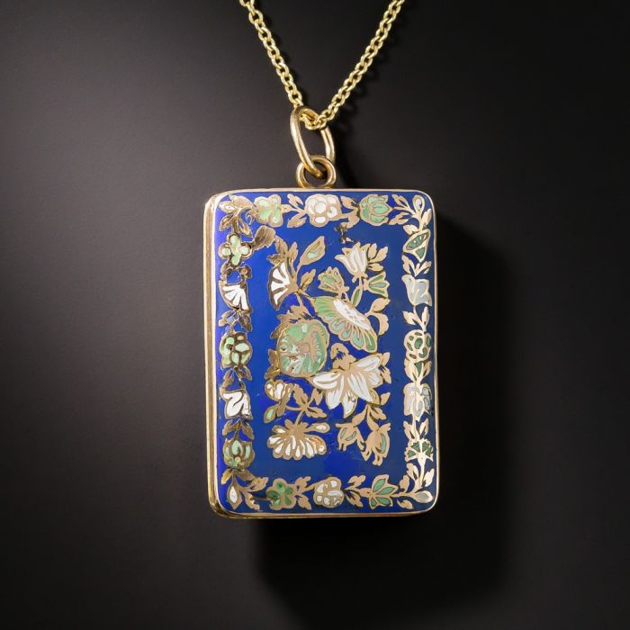 Victorian Enamel Vinaigrette Pendant Necklace
