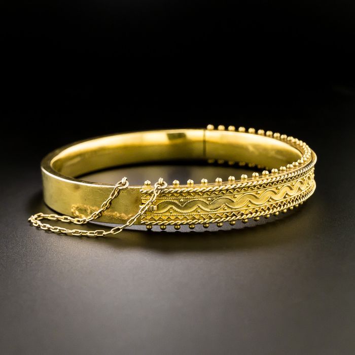 Victorian Etruscan Revival Design Bangle Bracelet, English