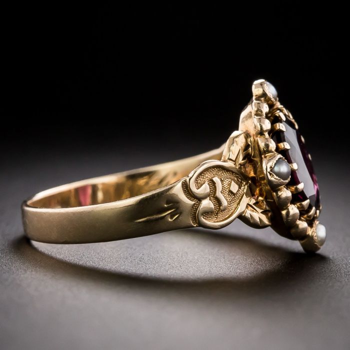 Garnet and seed pearl ring sales
