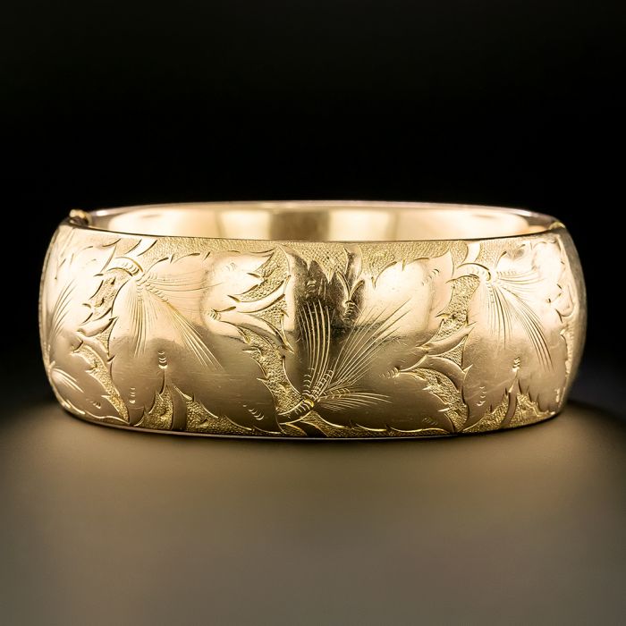 Victorian Gold Filled Engraved Bangle Bracelet by Austin and Stone