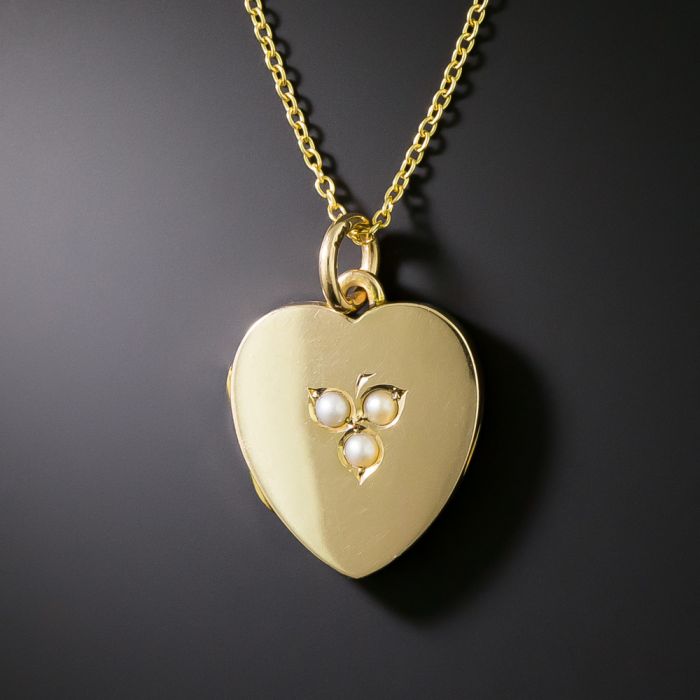 Victorian Heart Shaped Locket with Seed Pearls