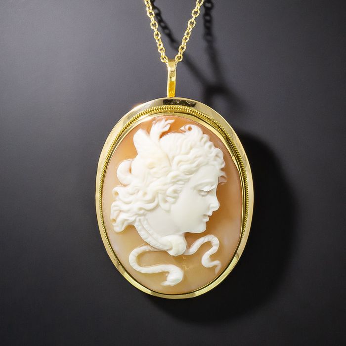 Victorian Medusa Cameo Pendant Brooch