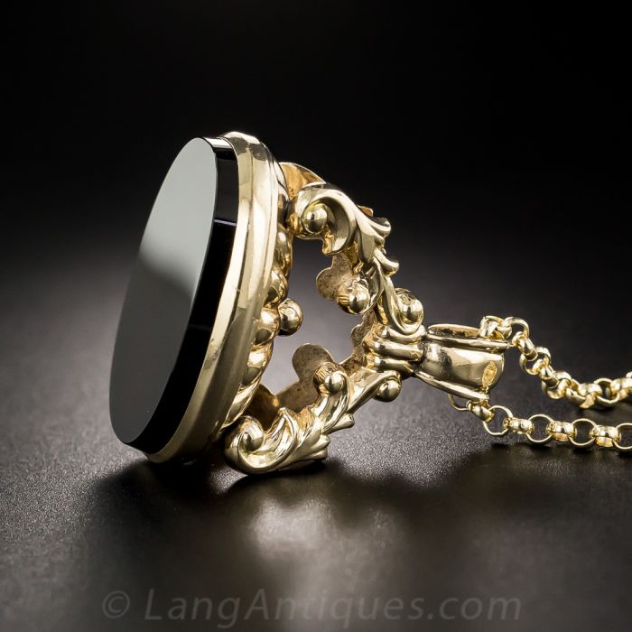 Victorian Onyx Watch Fob Necklace