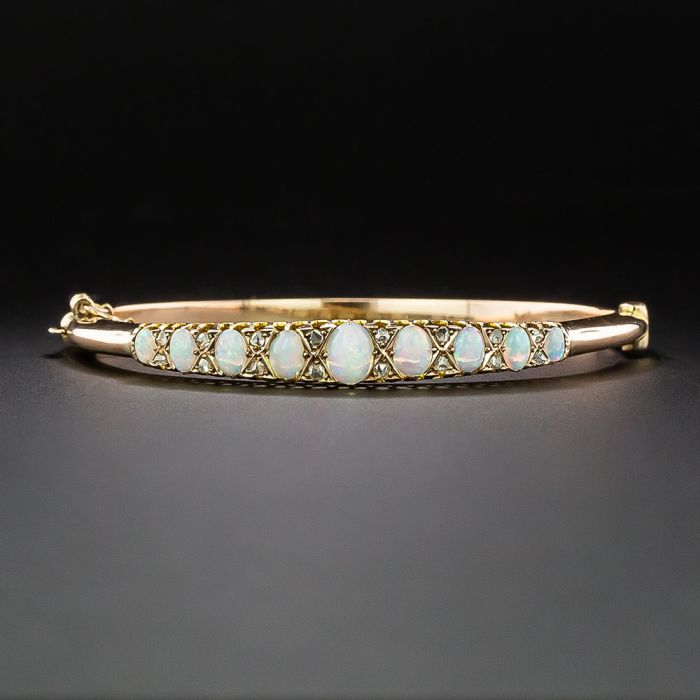Victorian Opal and Diamond Bangle Bracelet