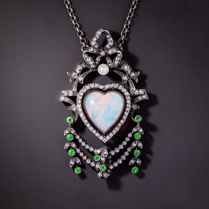 Opal and garnet necklace on sale