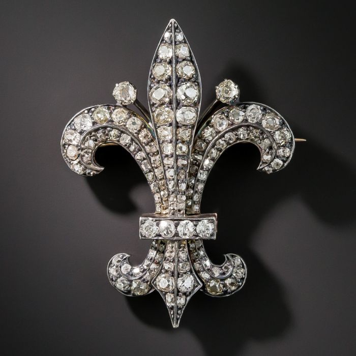 Victorian Diamond Fleur De Lys Pendant Brooch