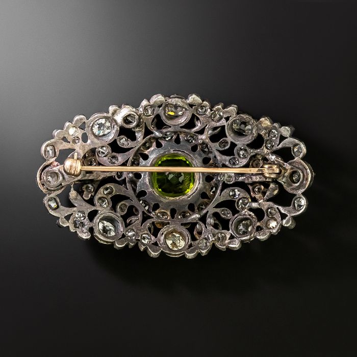 Victorian Peridot and Diamond Brooch