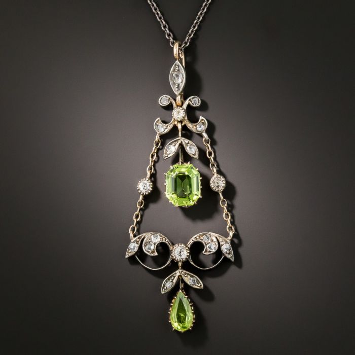Victorian Peridot and Diamond Necklace