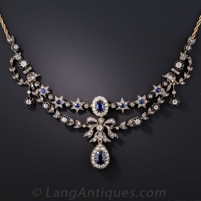 Sapphire and diamond necklaces deals