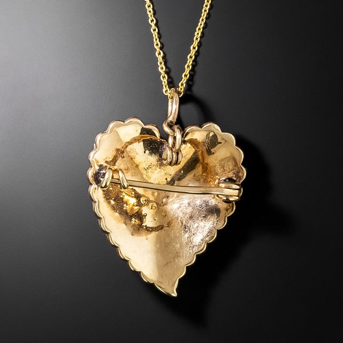 Victorian Seed Pearl Witch's Heart Pendant/Brooch