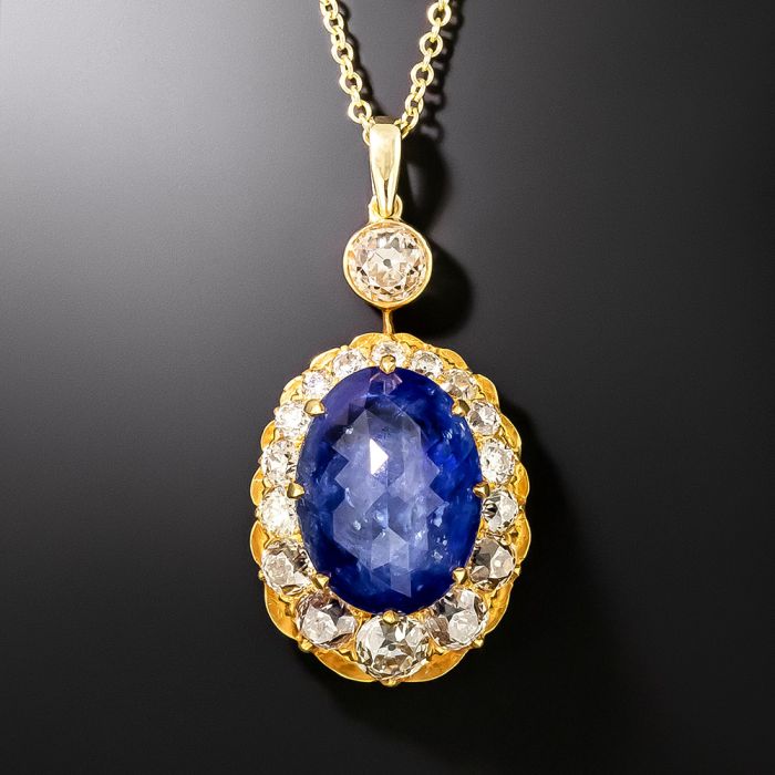 海外最新 Victorian-Style Necklace Diamond and Sapphire Carat 18.00 アクセサリー