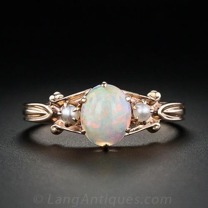 Opal and pearl engagement ring sale