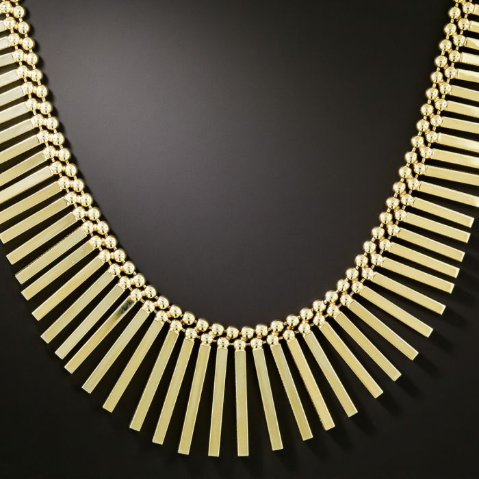 Vintage 1970-80's Gold Cleopatra Fringe Necklace by UnoAErre, Italy