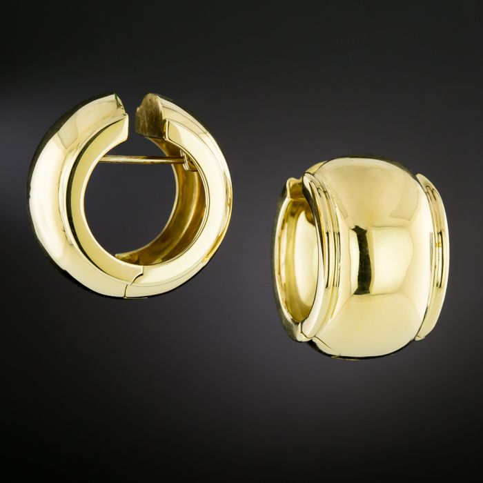 ピアス [VINTAGE HOLLYWOOD] Two-tone Ring Earrings C. 1990 Vintage .75 ct. t.w. Diamond Double-Row Hoop