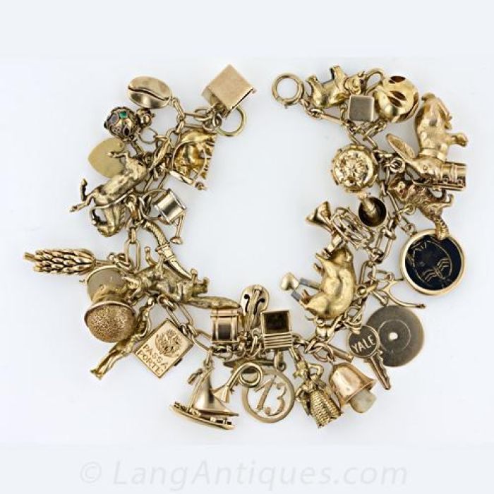 Vintage gold charms for bracelets on sale