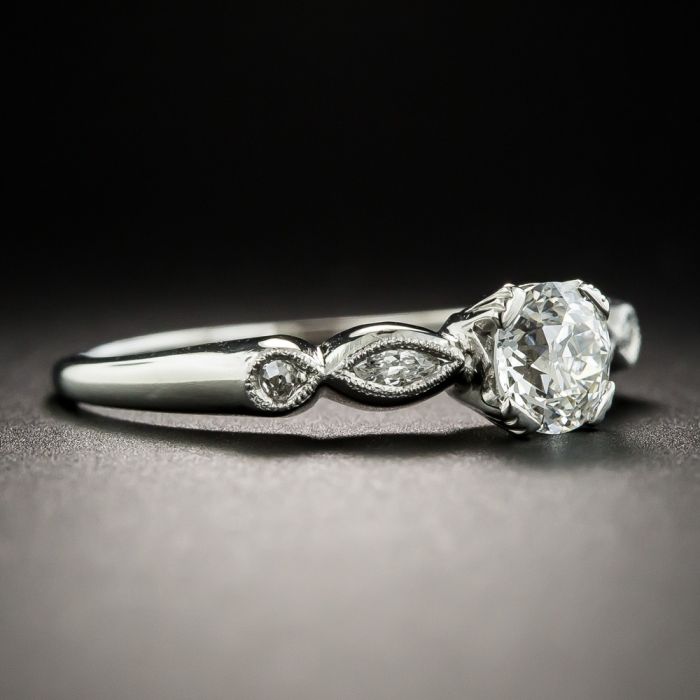 Vintage .69 Carat Diamond Platinum Engagement Ring - GIA H VS2