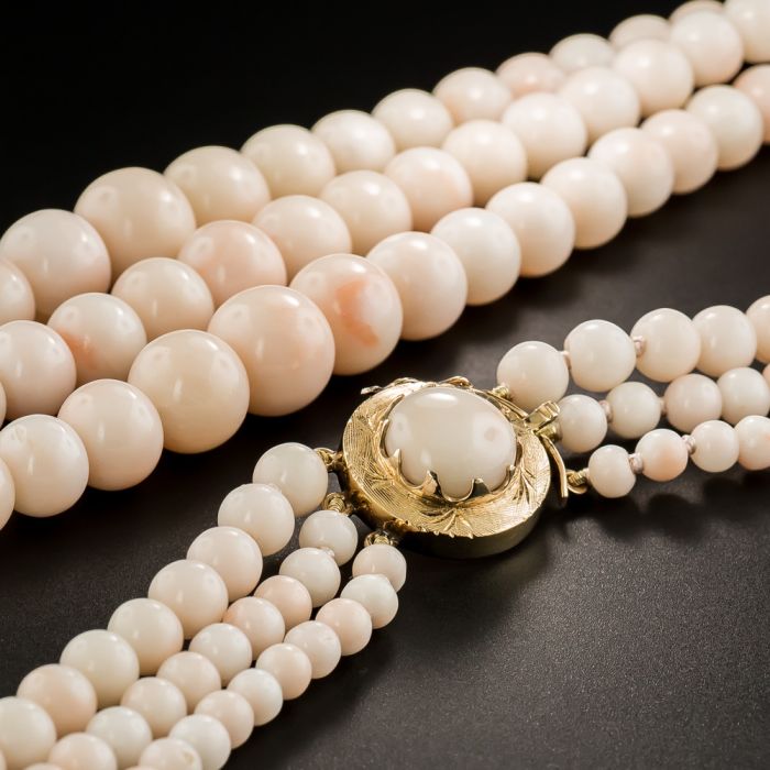 Vintage angel skin coral necklace best sale