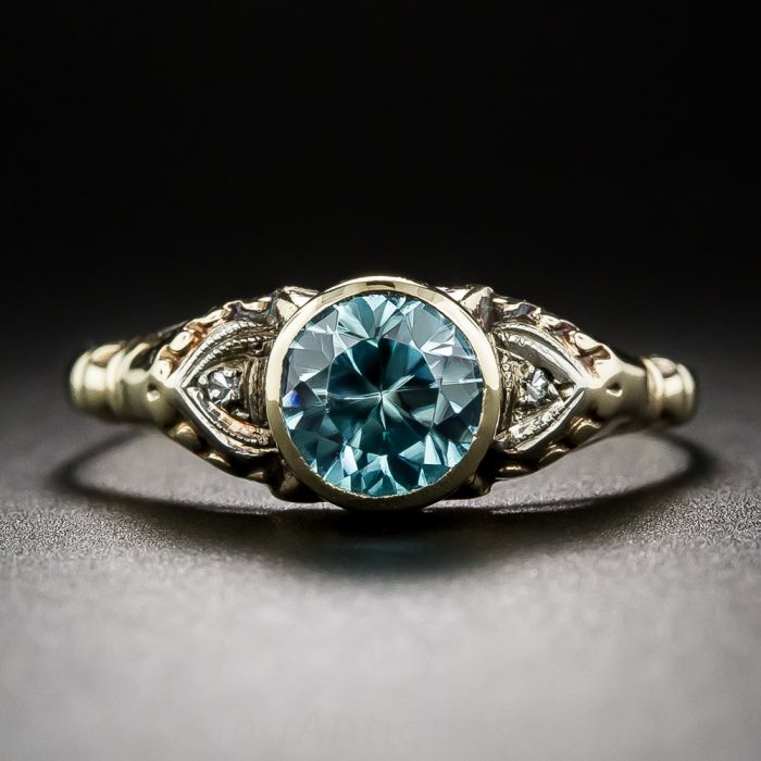 Antique blue zircon ring discount