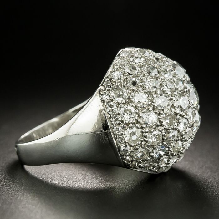 Vintage Bombe Pave Diamond Ring