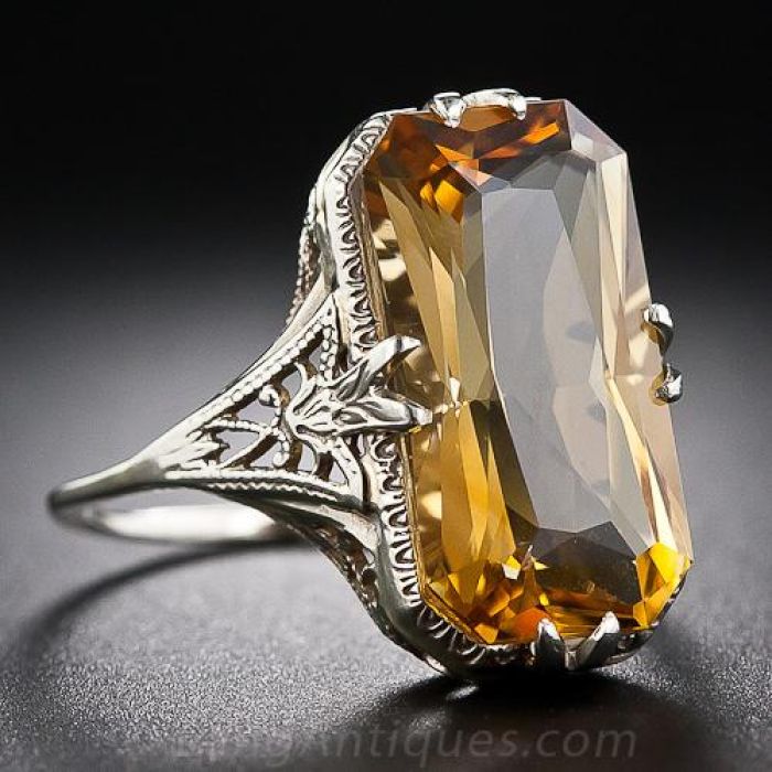 Vintage citrine ring top