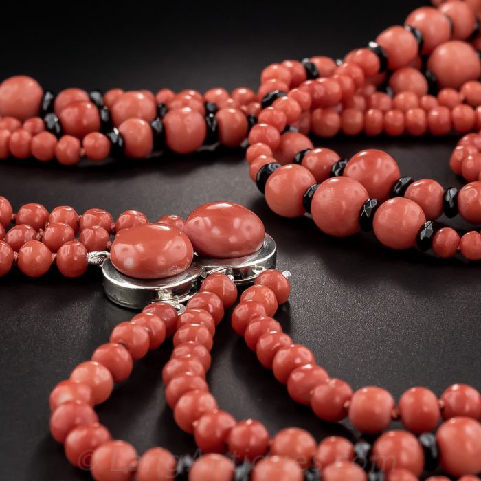 Vintage Coral and French Jet Necklace