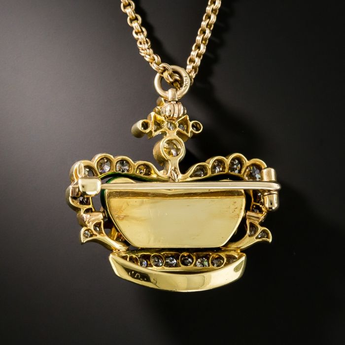 vintage ペンダント スクエア2213 （French Antique Cabochon Emerald 