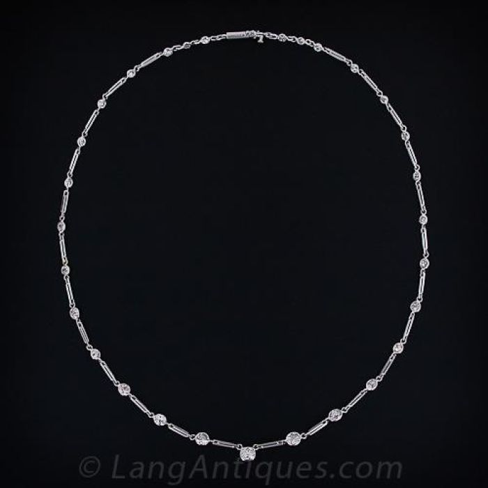 Vintage Diamond and Platinum Chain Necklace