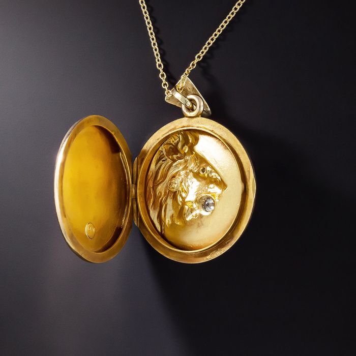 Vintage Diamond Lion s Head Locket