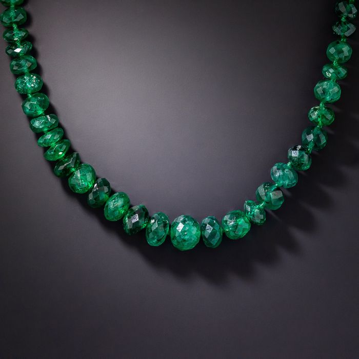Vintage Emerald Bead Necklace