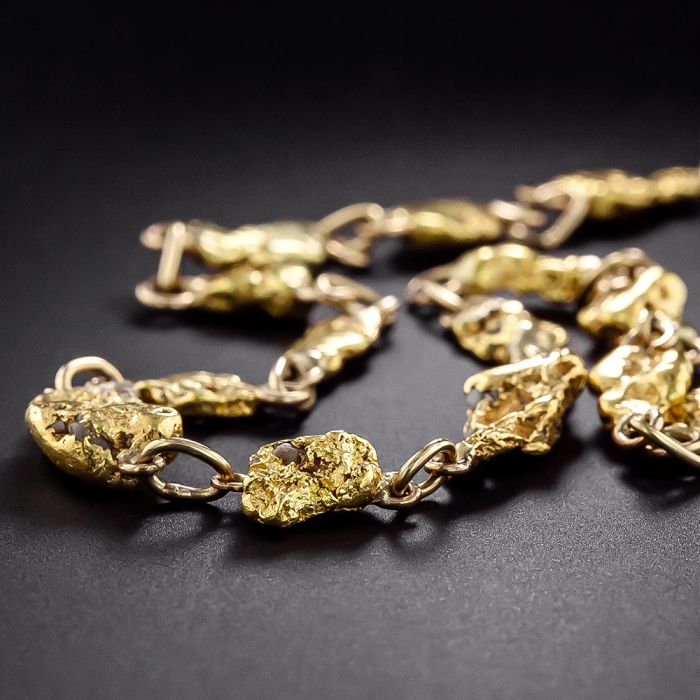 Natural gold nugget necklace sales
