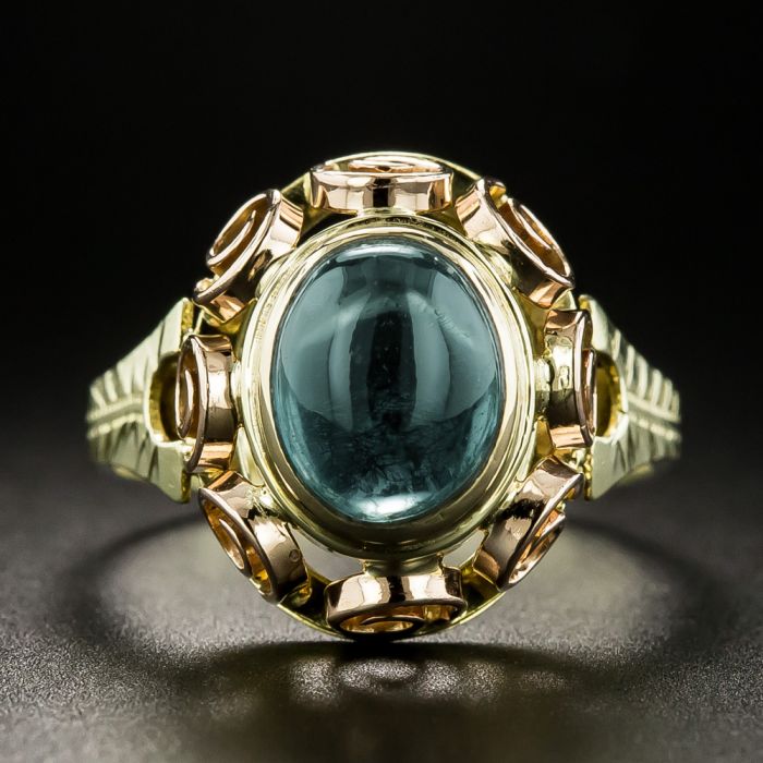 Vintage Indicolite Tourmaline Cabochon Ring