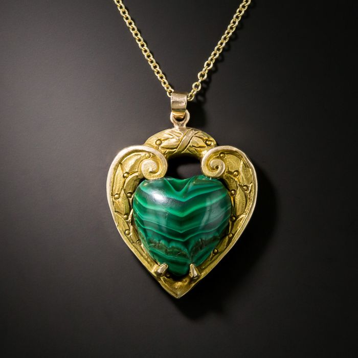 Vintage malachite necklace on sale