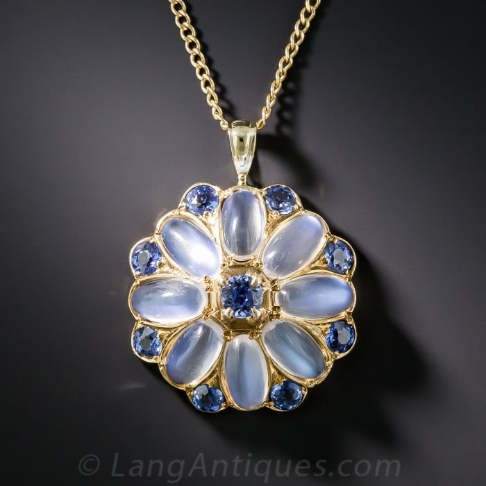 Vintage Moonstone and Sapphire Pendant