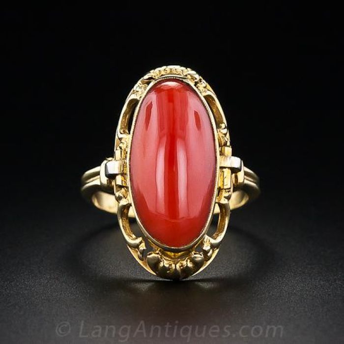 Vintage Ox Blood Coral Ring