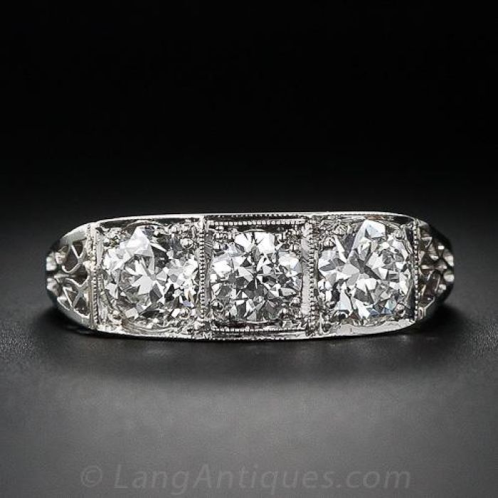 Vintage Platinum Three Stone Diamond Ring
