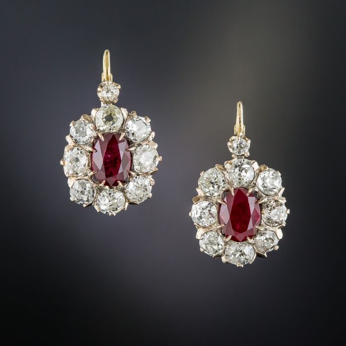 Vintage Ruby and Diamond Earrings