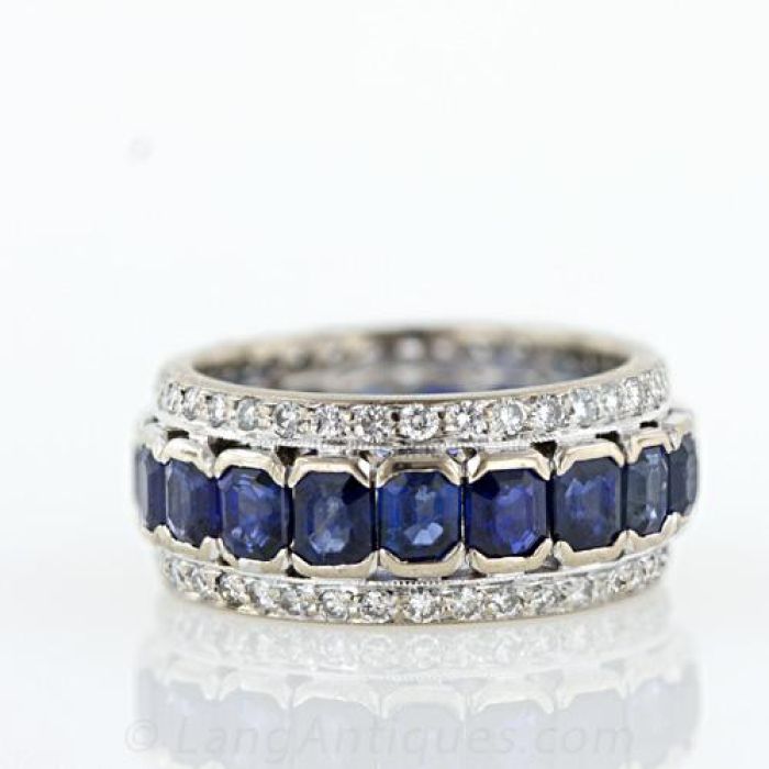 Vintage sapphire wedding bands on sale