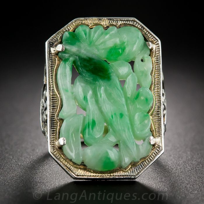 Jade carved ring cheap