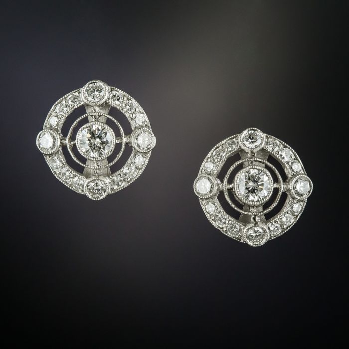 Vintage style diamond stud earrings top