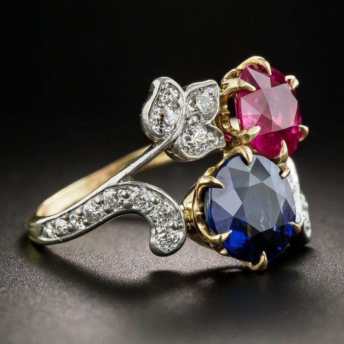 Edwardian Tiffany Co. Ruby and Sapphire Ring