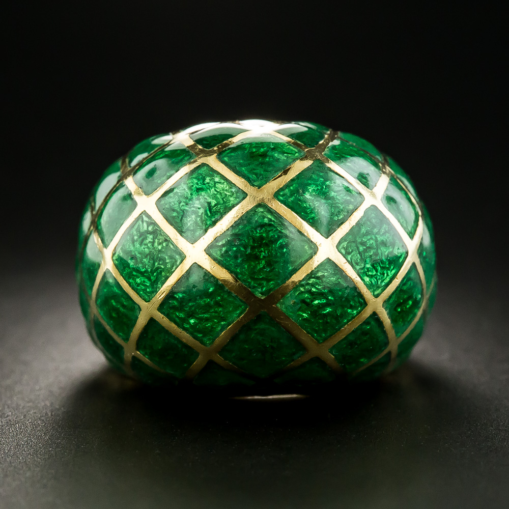 Enamel Green Dome Ring