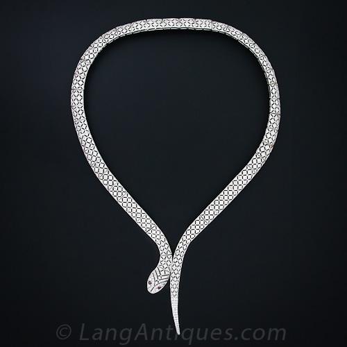 Diamond and Platinum Serpent Necklace