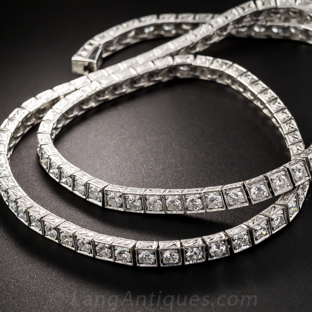 Platinum Diamond Vintage Style Necklace - 9.50 Carats
