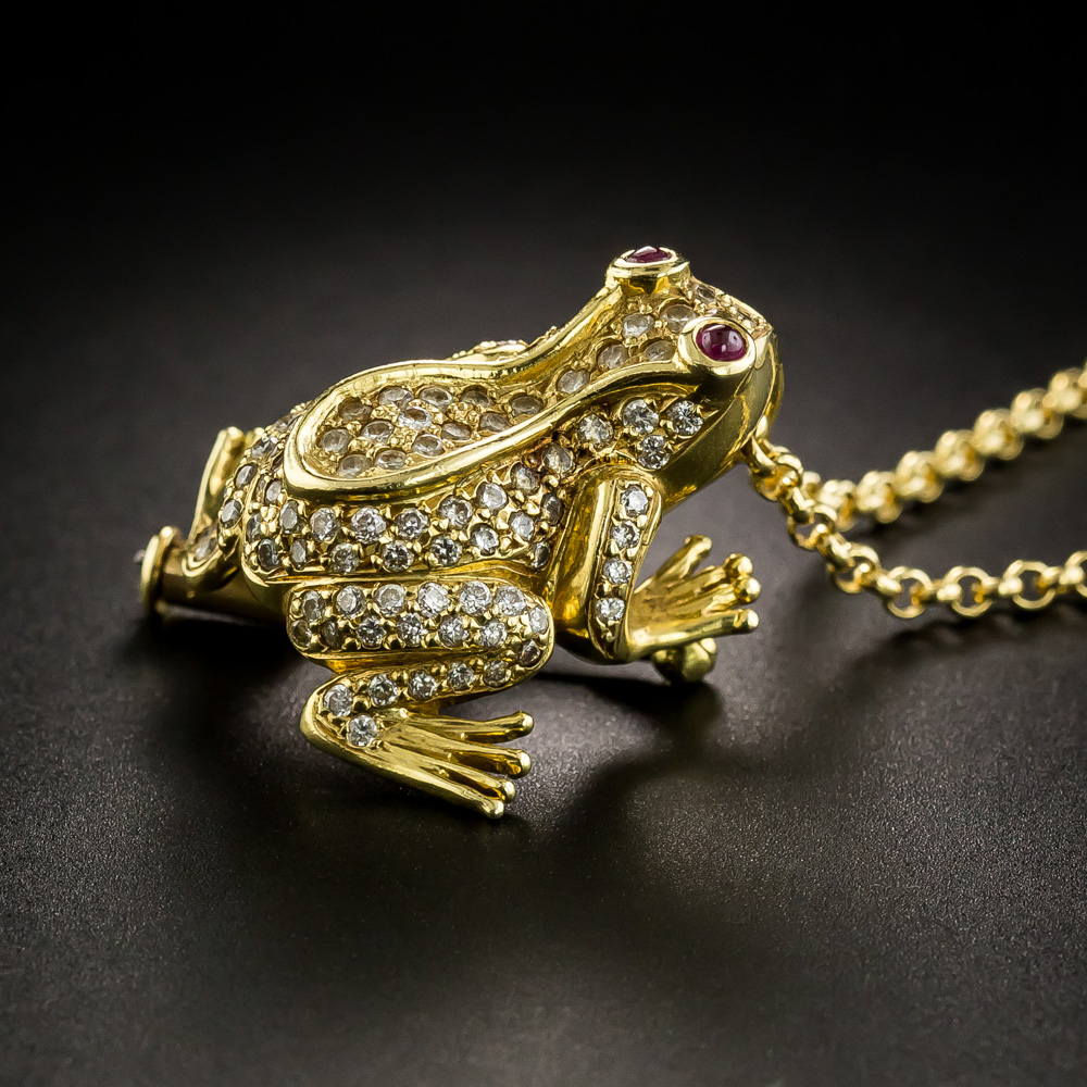 diamond frog pendant