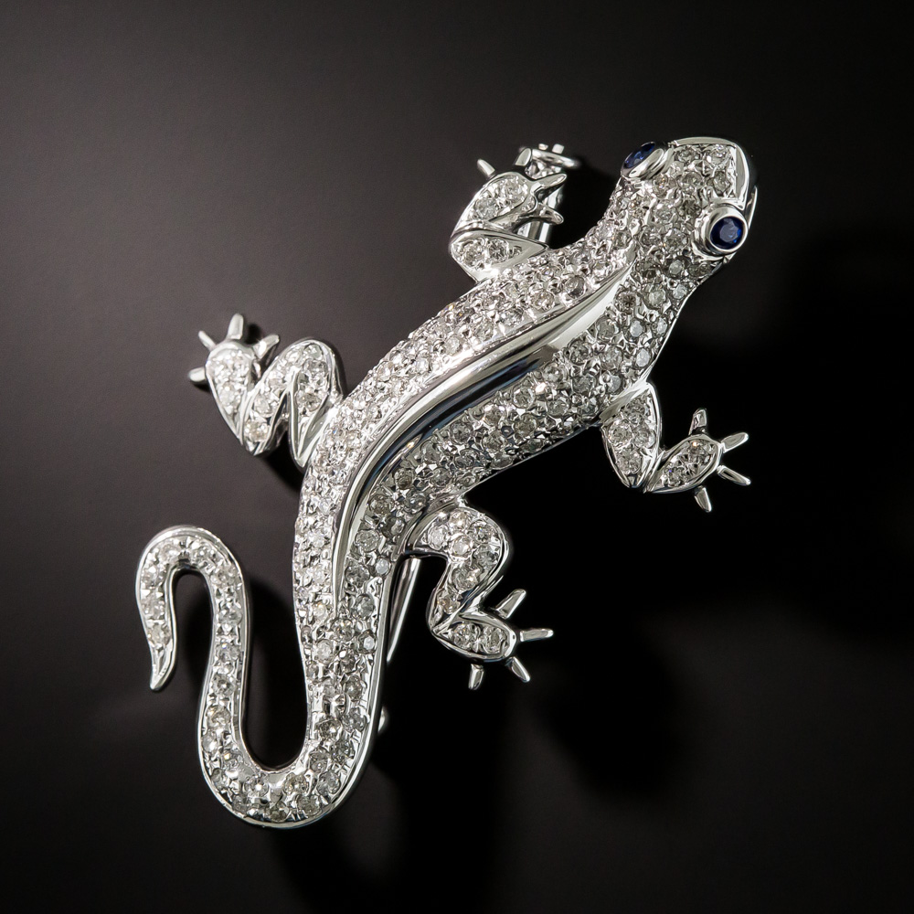 Diamond Salamander Brooch