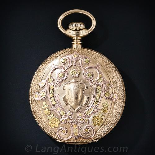 E. Howard ThreeColor Gold Hunting Case Pocket Watch