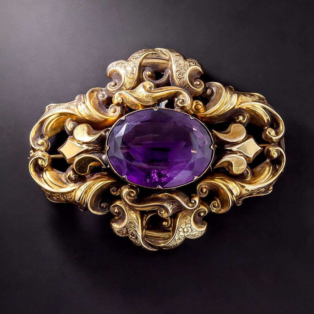 Early Victorian Amethyst Pin