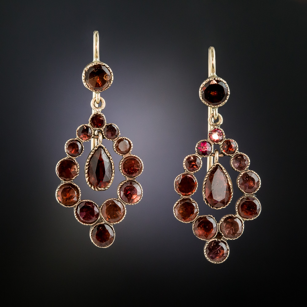 Early Victorian Garnet Drop Earrings